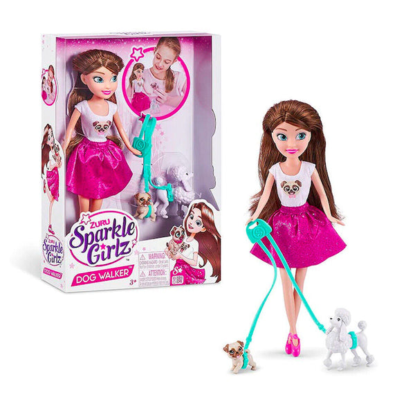 Sparkle Girlz Dog Walker Doll Playset