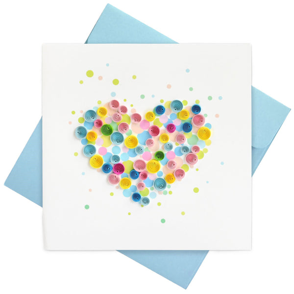 Quilled Pastel Heart Greeting Card (15x15cm)