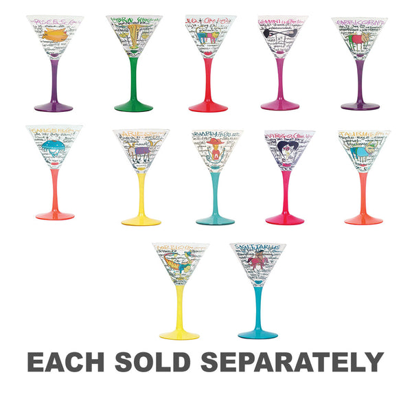 Zodiac Hand-Painted Martini Glass