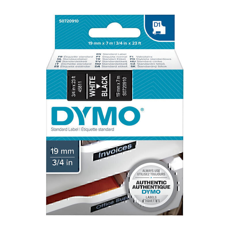 Dymo Black op witte etikettering tape