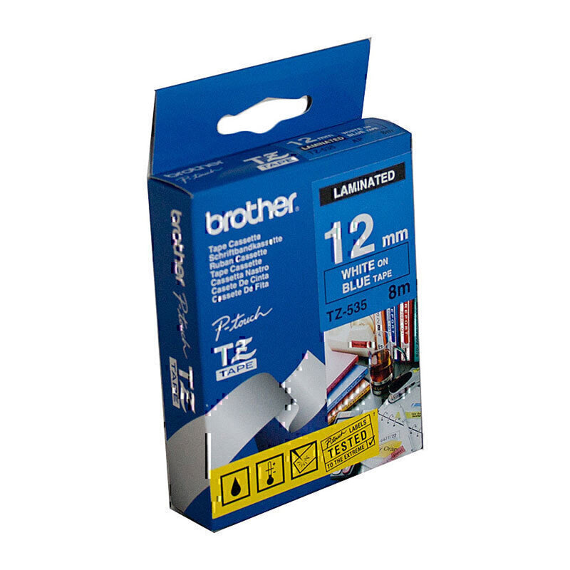 Brother Laminated White on Blue Labelling Tape