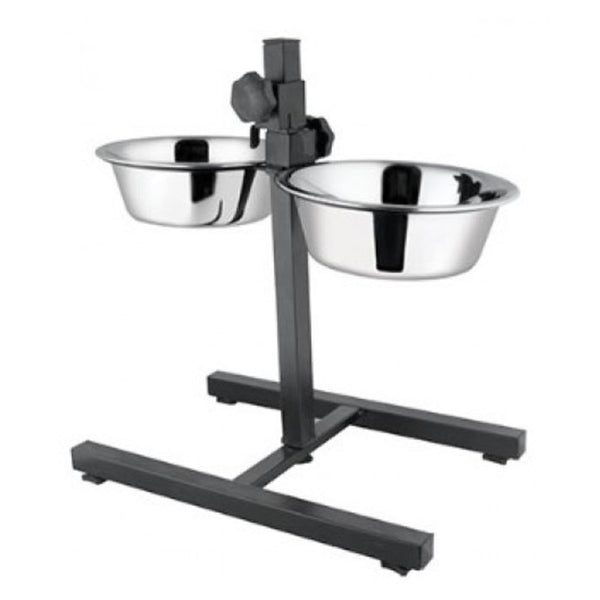 Adjustable Tall Double Pet Diner Stand with 2 Bowls 28cm