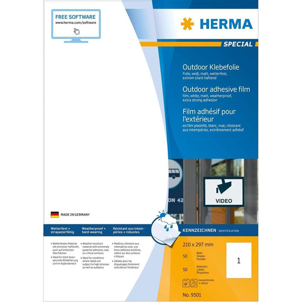 Herma Outdoor Film Labels A4 50pc White (210x297mm)