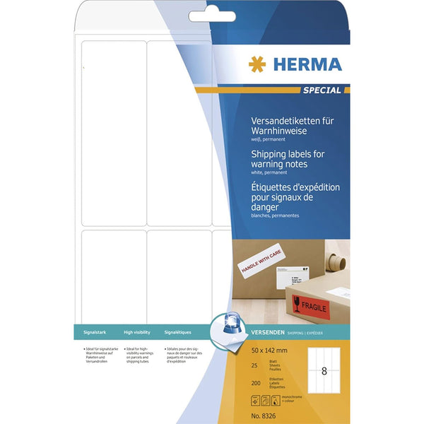 Herma Shipping Label with Warning Note A4 25pc (50x142mm)