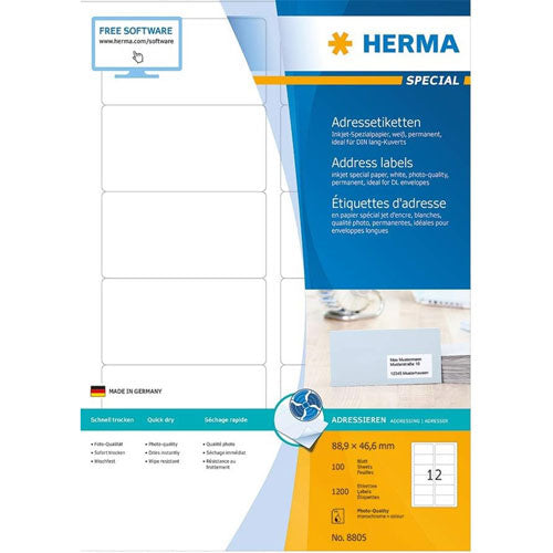 Herma Inkjet Adress Labels A4 100pc