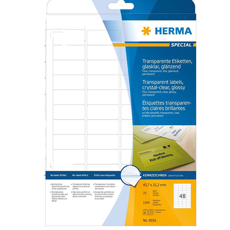 Herma Transparent Crystal-Clear Labels A4 25pc