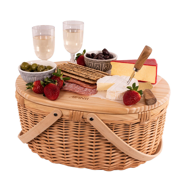 Avanti Pine Top Flora Patroon Lining Picnic Basket