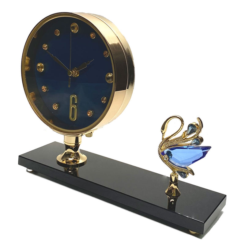 Horloge de table de conception de cygne en cristal premium