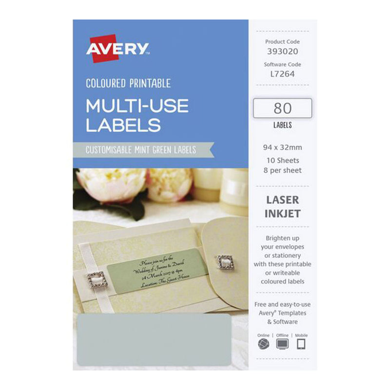 Étiquette laser rectangulaire Avery 80pcs (94x32 mm)