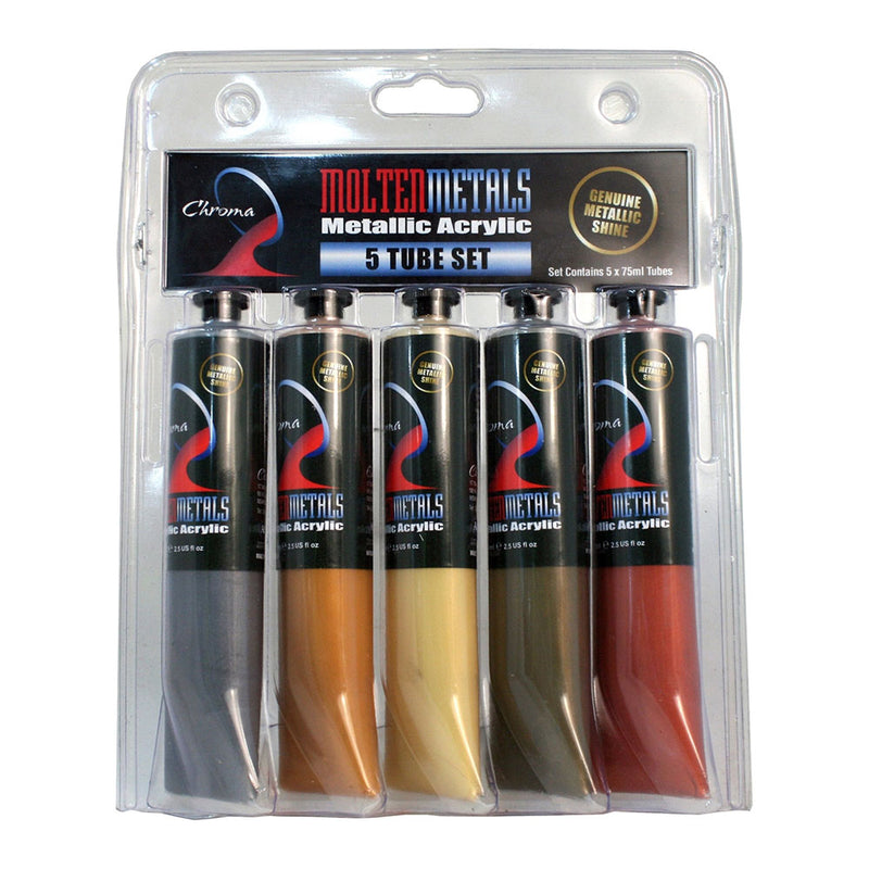 Chroma Molten Metallic Tube Paint 75mL (Set of 5)