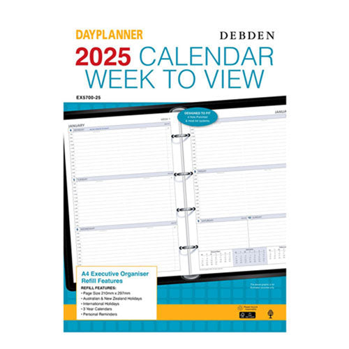 Debden Executive 4-Ring A4 2025 Dayplanner Refill