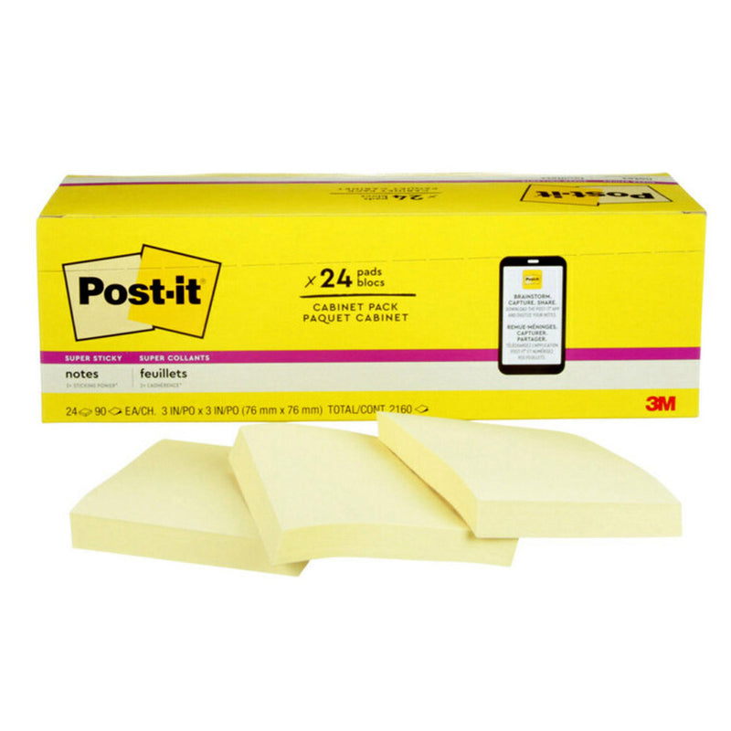 Post-it Summer Canary Yellow Sticky Notes 76x76mm 25 Pads