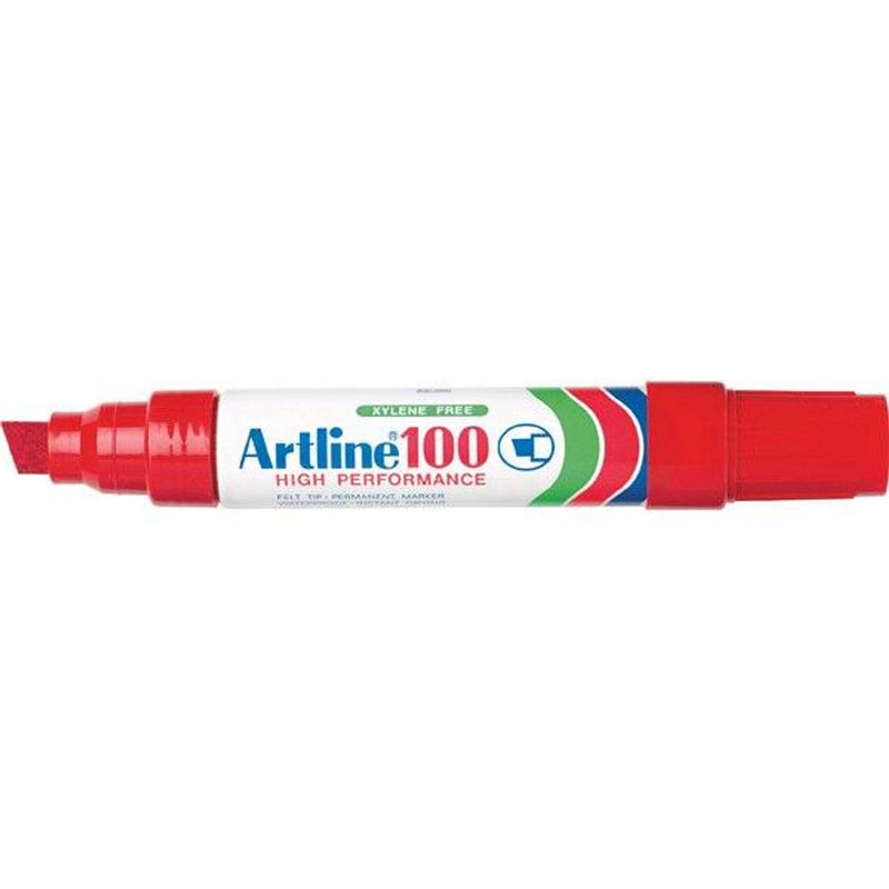 Artline 100 12mm Chisel Nib Marker 6pk (Red)