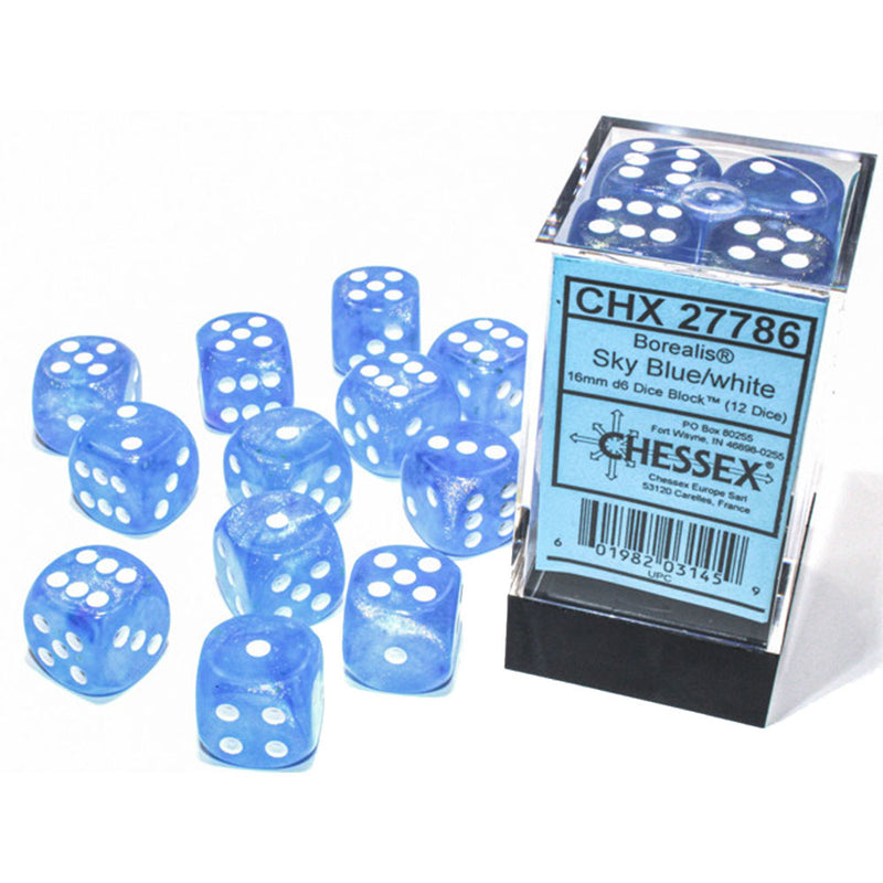 Borealis Chessex 16 mm D6 Bloc de dés lumineux