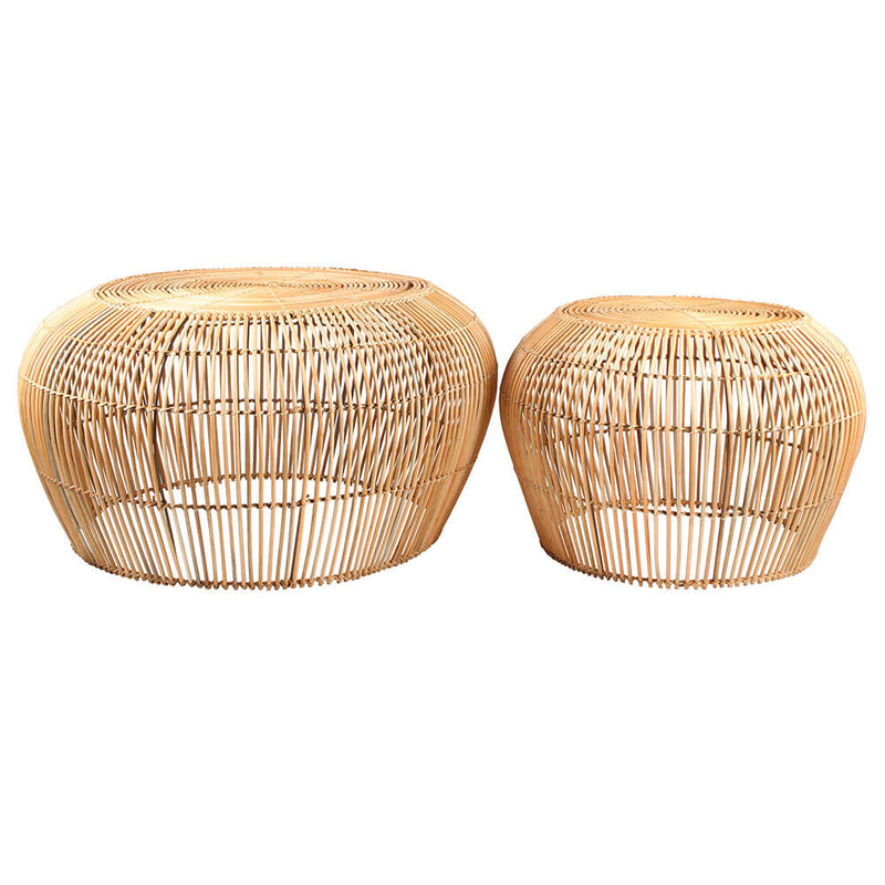 Kalib Set of 2 Rattan Tables (Large 71x71x39cm)