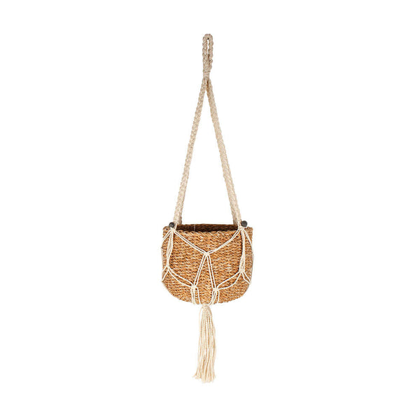 Aura Macrame and Seagrass Pot Plant Hanger (110x25x20cm)