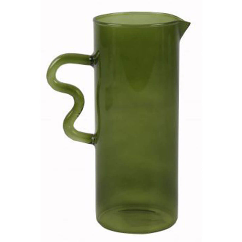 Rascal Hand Blown Olive Glass Decorationrative Jug 20x8x8cm