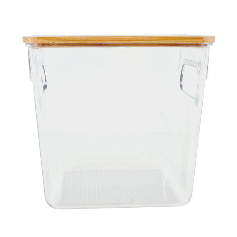 Panier de rangement avec couvercle en bambou (transparent)