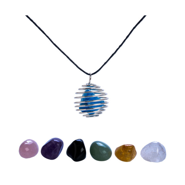 Gemstone Wellbeing Wire Pendant