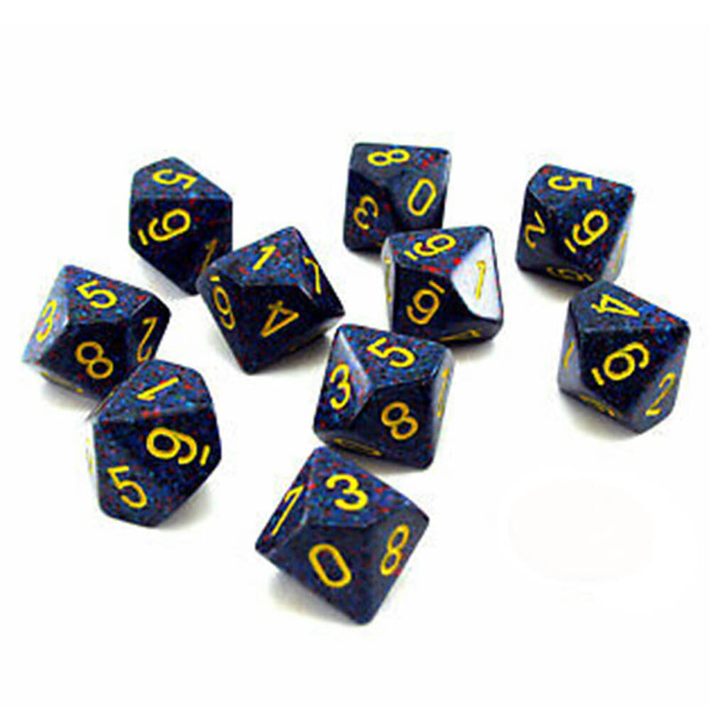 Jeu Chessex D10 polyédrique 10 matrices mouchetées