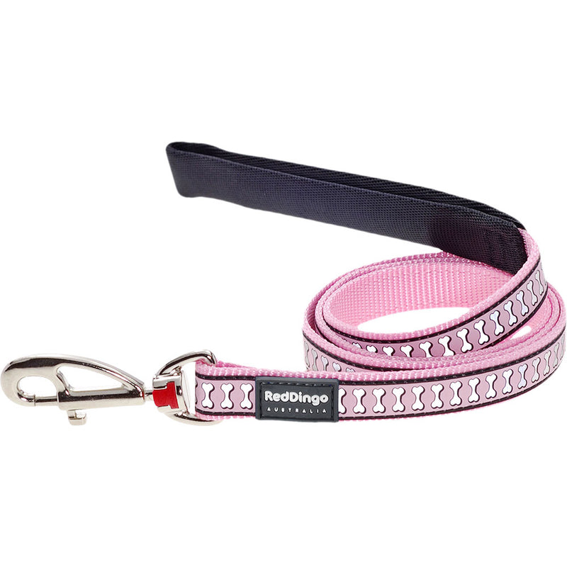 Reflecterende Bones Dog Lead (roze)