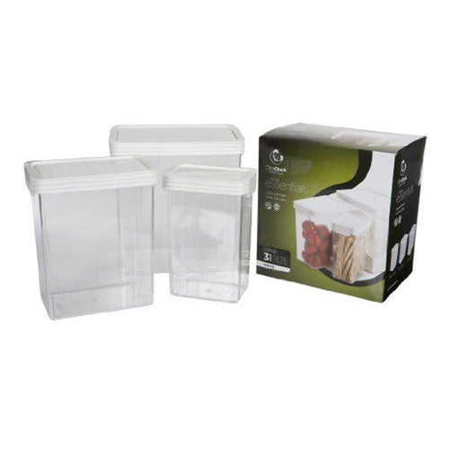 ClickClack Basics Square Container 3pcs (White)