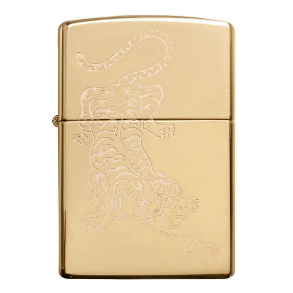 Zippo High Polish Brass Tiger Lighter