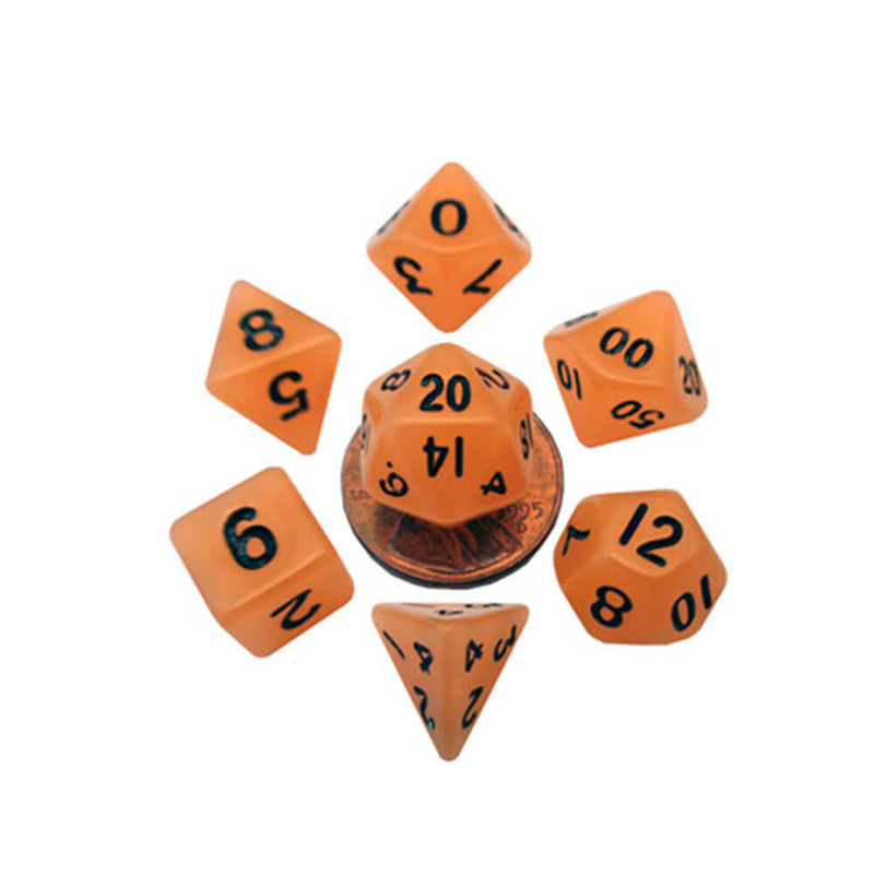 MDG Mini Glow Poly Dice Set (mit schwarzer Nr.)