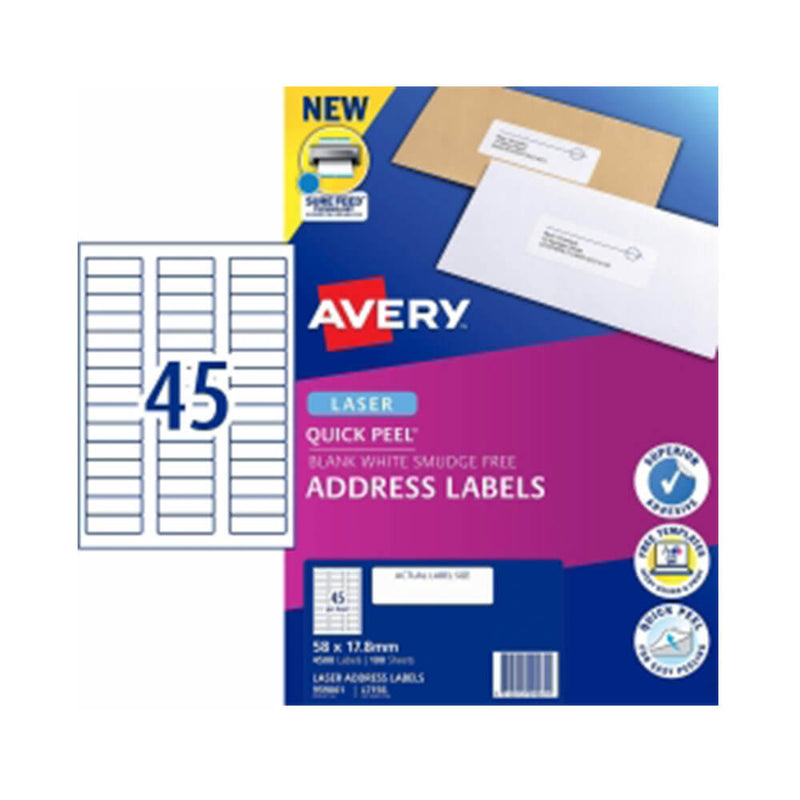 Avery laseradreslabel wit (100 pk)