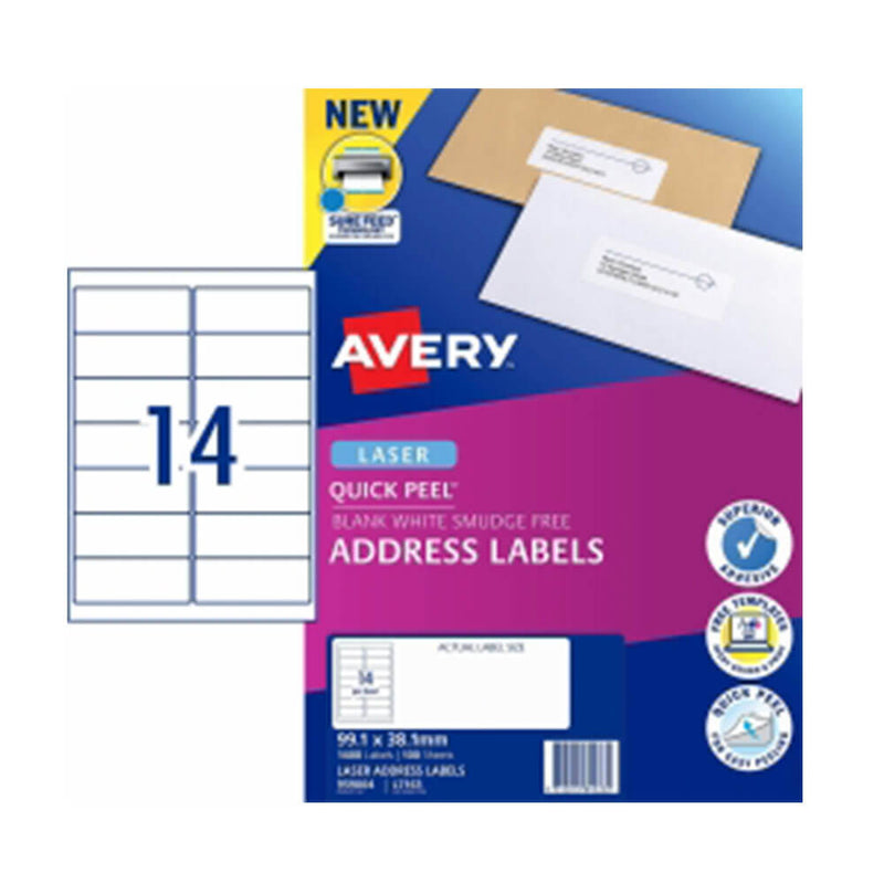 Avery laseradreslabel wit (100 pk)