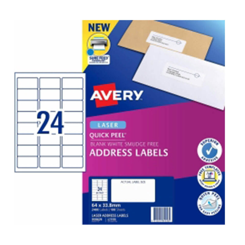 Avery laseradreslabel wit (100 pk)