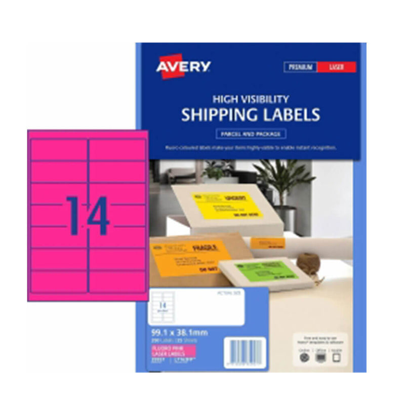 Avery Étiquettes d'expédition haute visibilité 25pk 14/feuille