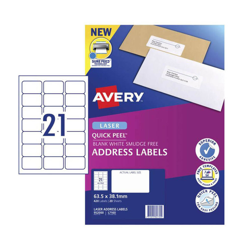 Étiquette Avery Laser Retail Pack (20pk)