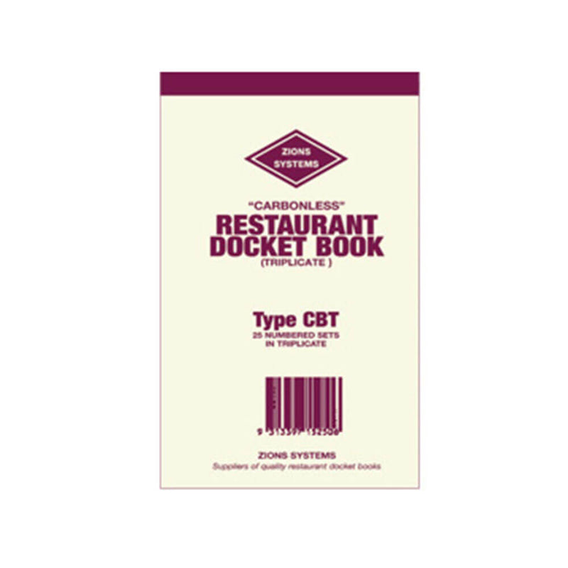 Zions koolstofloos drievoudige restaurant Docket Book