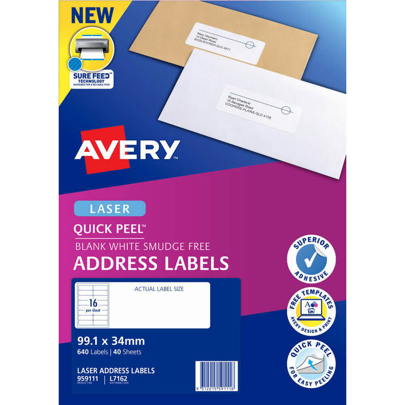 Avery Laser Quick Peel Adres Labels
