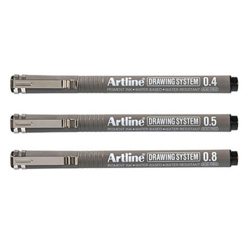 Artline Drawing System Pen 12pcs (Black)