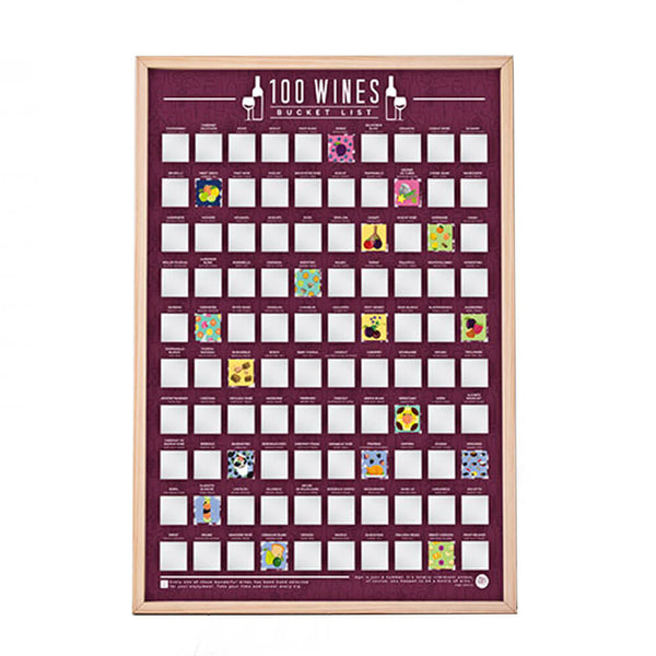 Bucket List Scratch Poster 100 Wines